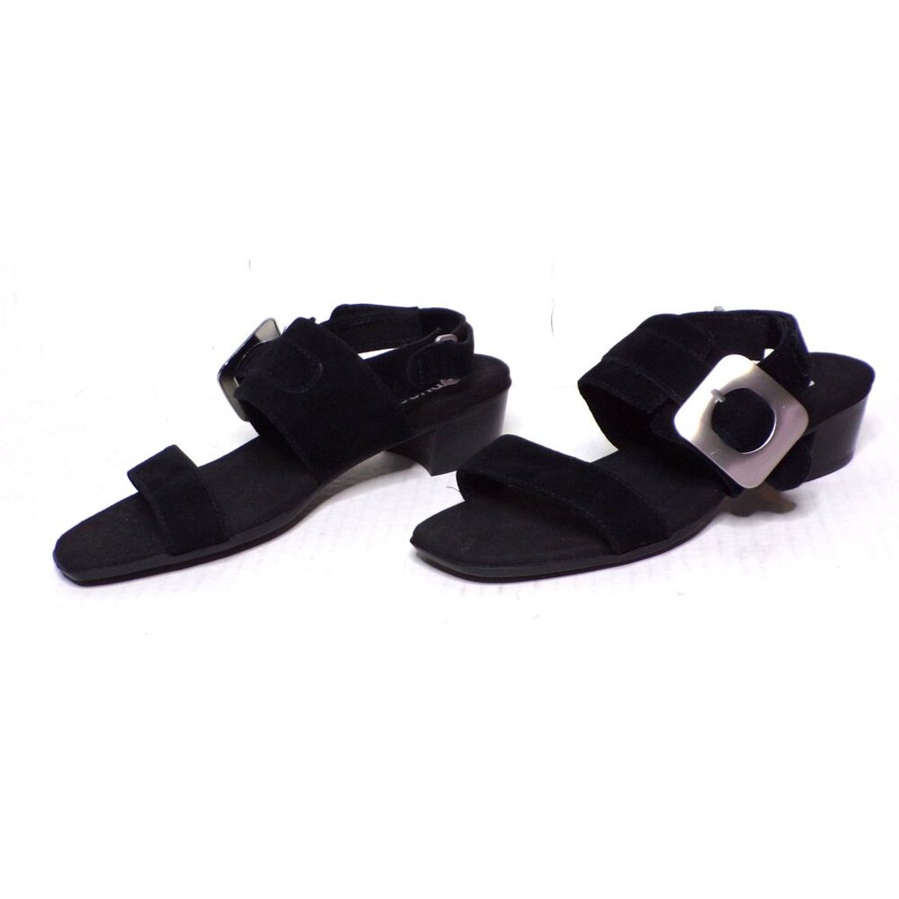 🆕MUNRO Ashlin Silver Buckle Block Heel Sandals Shoes Black 8.5 - Picture 4 of 10